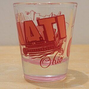 Cincinnati Ohio Shot Glass. No Chips or Cracks. Skyline & Riverboat.